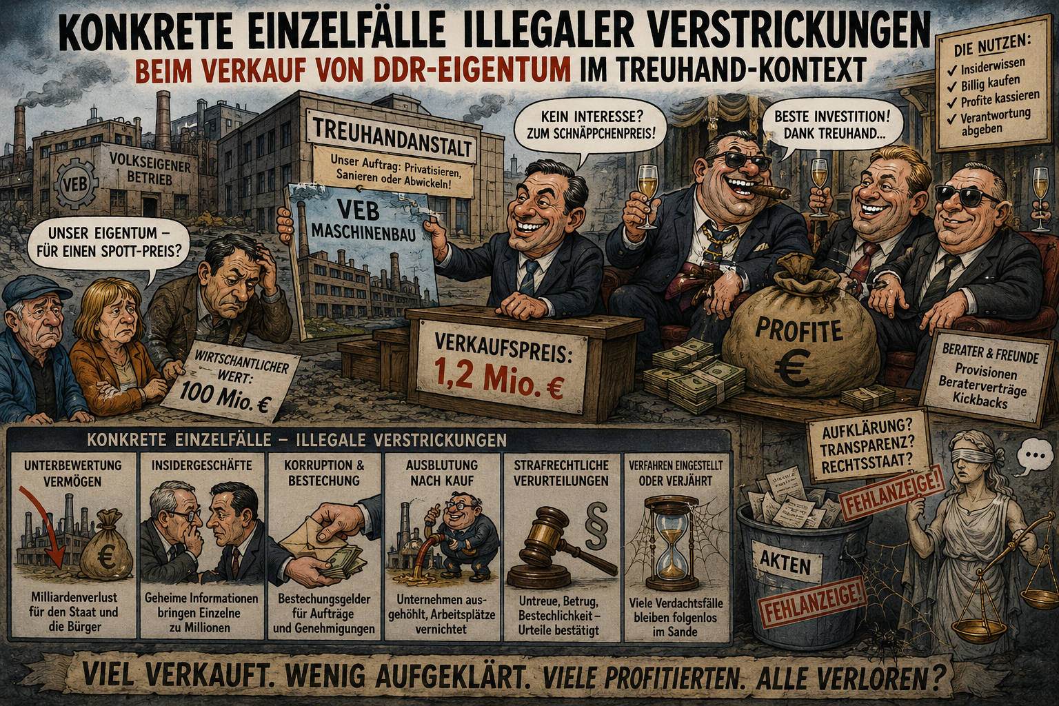 Konkrete Einzelfälle illegaler Verstrickungen beim Verkauf von DDR‑Eigentum im Treuhand‑Kontext